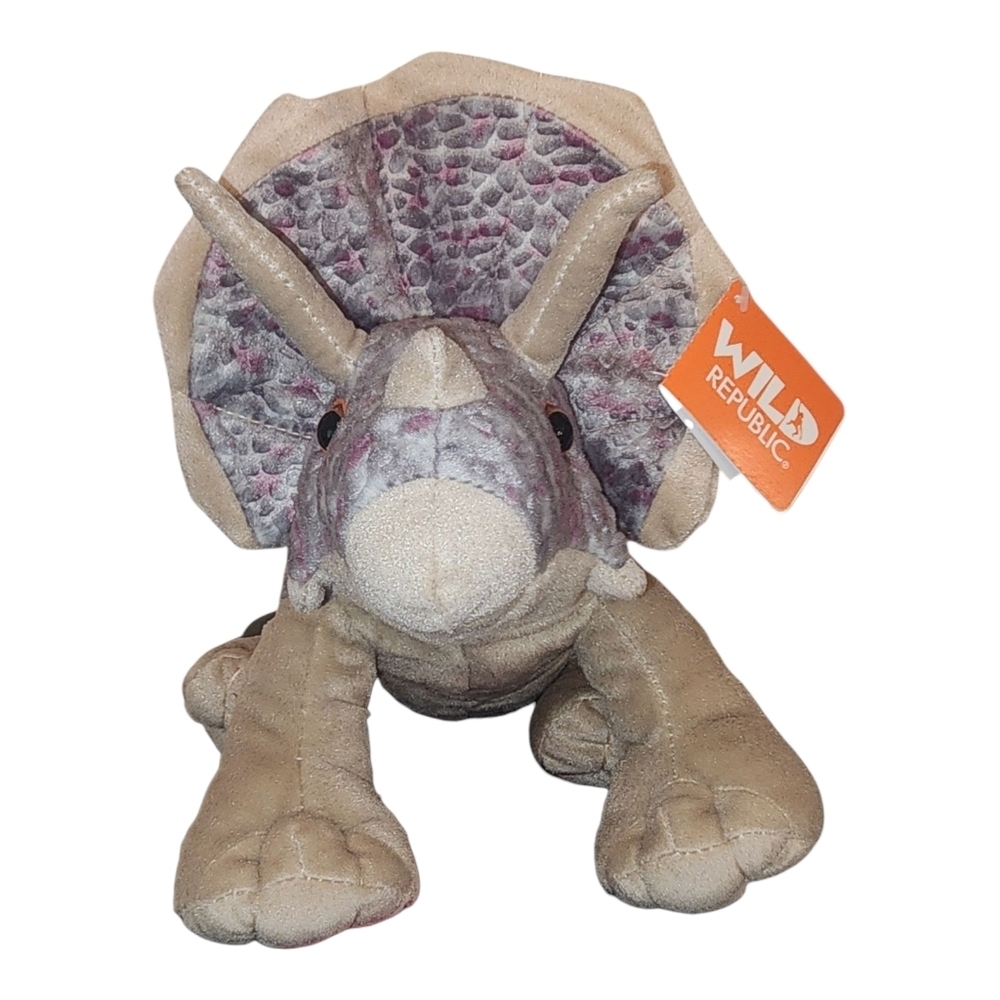 Triceratops Plush Toy - Gray and Cream, Wild Republic.New With Tags
